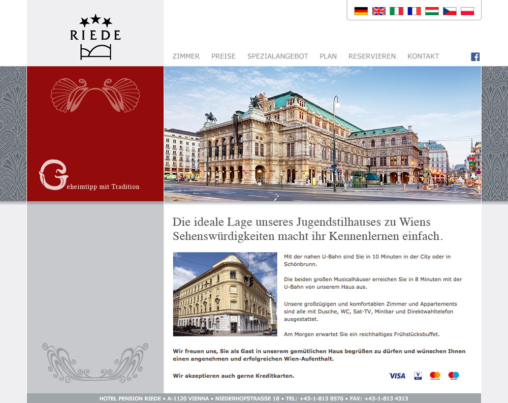 Website Hotel Pension Riede – Startseite