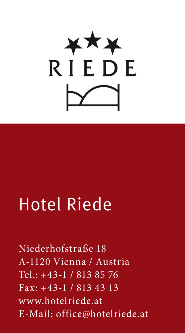 Hotel Pension Riede – Visitenkarte VS